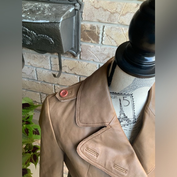 Vintage RUDSAK Leather Brown Button Up Women’s Double Breasted Jacket SZ Medium - Picture 11 of 15